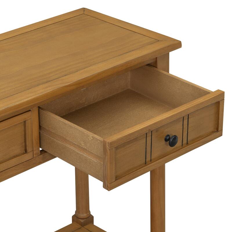 Traditional Design Console Table with Drawers and Shelf