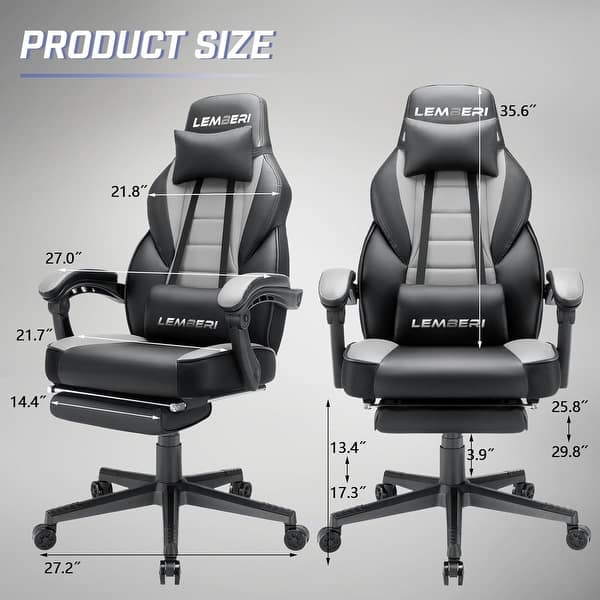 dimension image slide 6 of 8, BOSSIN Racing Style Gaming Chair,300 lbs Big and Tall gamer chair High Back Computer Chair