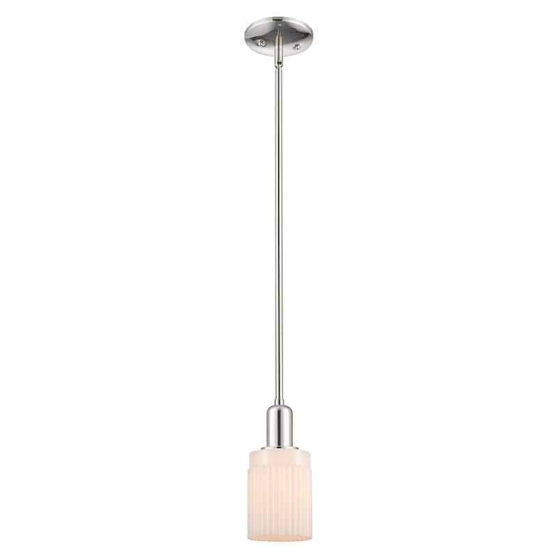 Innovations Lighting Endless Possibilities Arcadia - Hadley - 1 Light 5" Stem Hung Mini Pendant - Polished Nickel/Matte White
