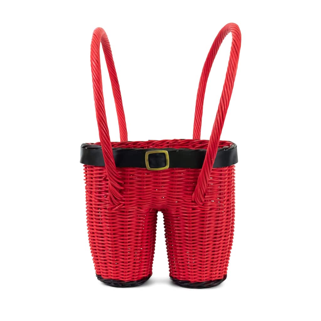 Hand Woven Santa Pants Rattan Easter Basket Christmas Storage Bin Organizer Cute Nursery Home Decor Handmade Handcrafted Gift