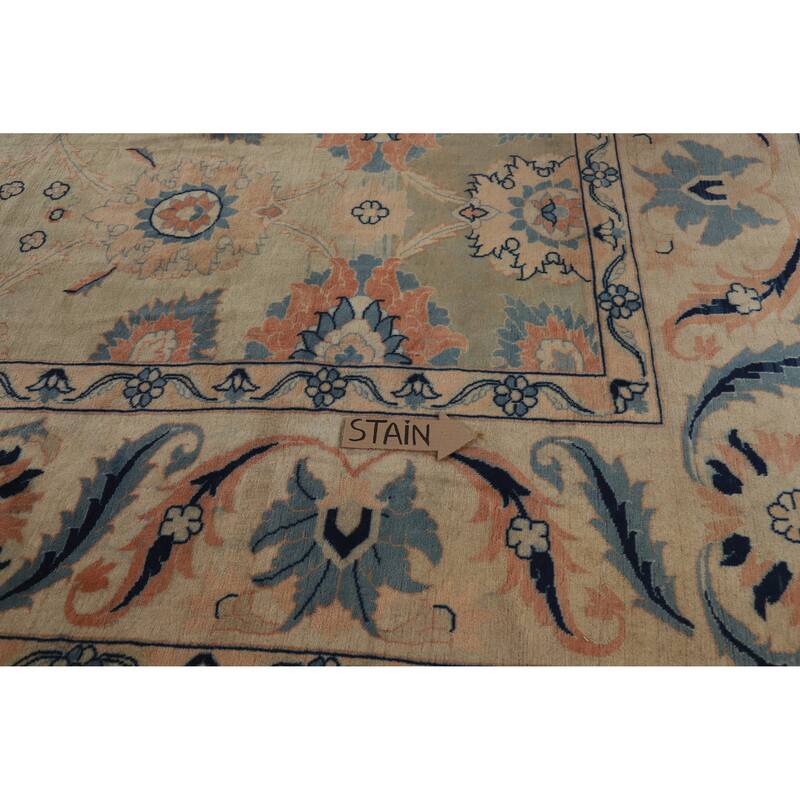 Hand Knotted Oriental 100% Wool Carpet Traditional All-Over Beige & Ivories Mahal Area Rug - 16' 6'' X 13' 0''