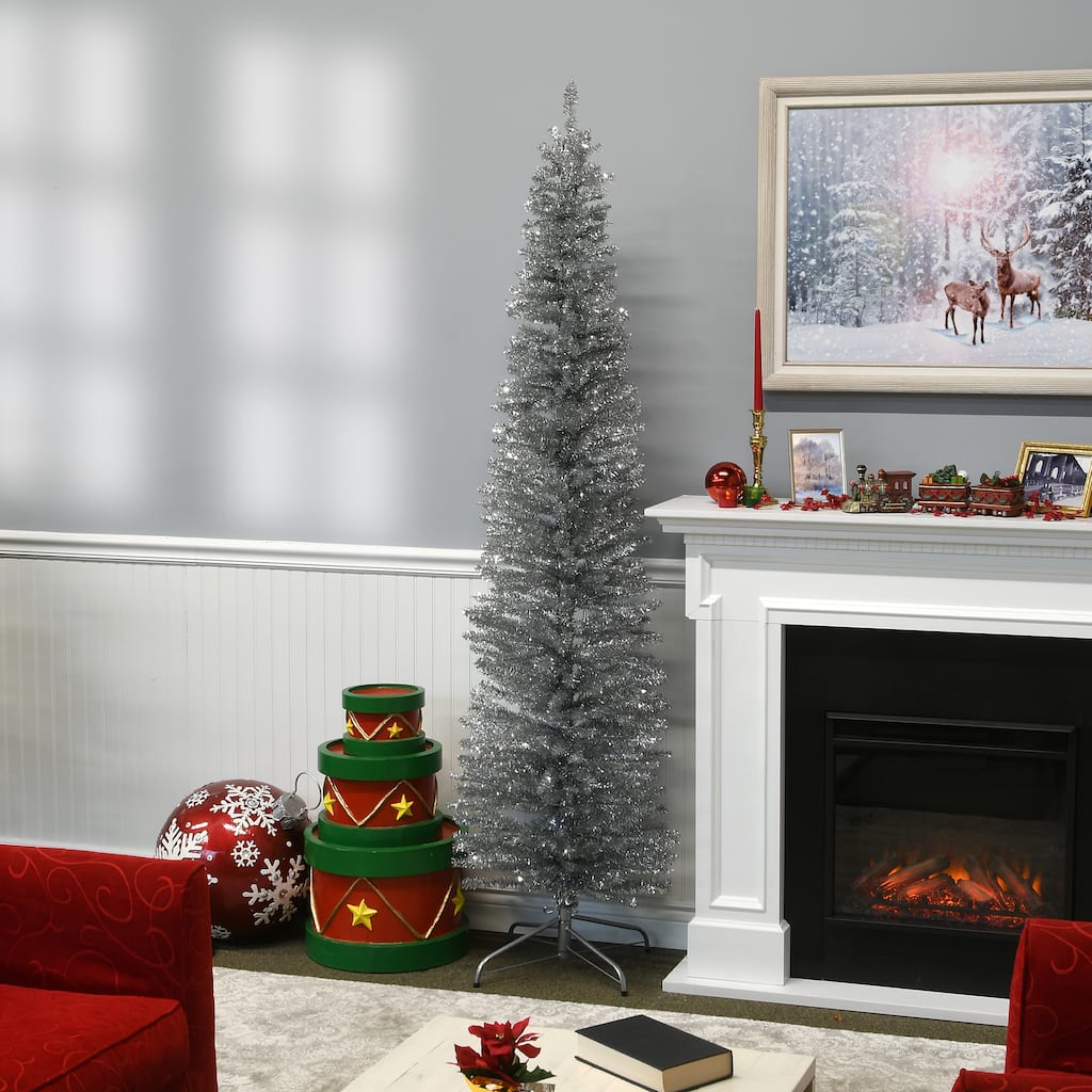National Tree Company 7 ft. Silver Tinsel Tree - 7 Foot