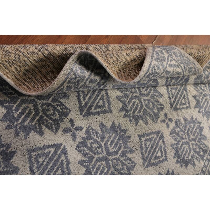 Modern Geometric Moroccan Indian Area Rug Hand-Knotted Wool Carpet - 4'11" x 7'11"