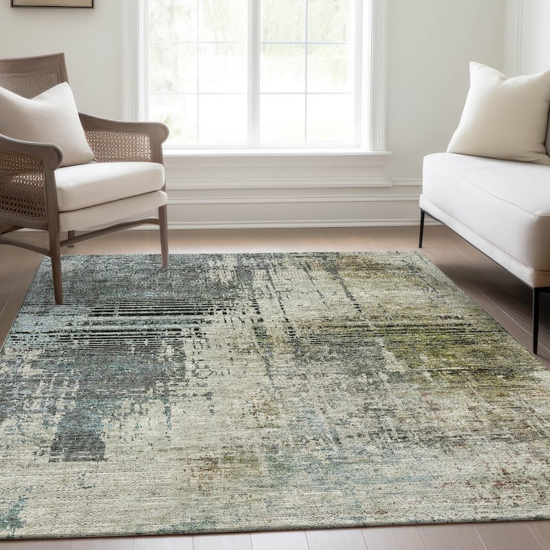 Machine Washable Indoor/ Outdoor Chantille Abstract Ombre Rug