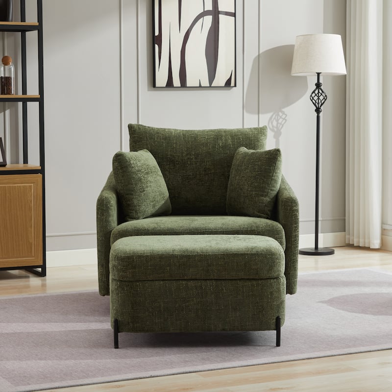40.6" W Upholstered Swivel Accent Sofa Chair With Pillows