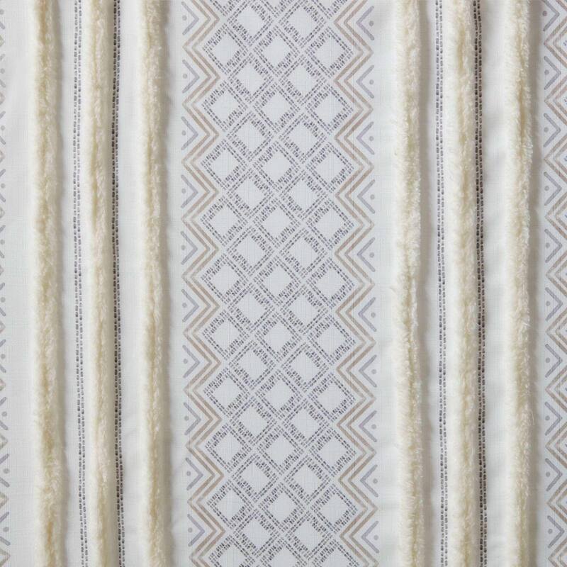 Poly Printed Curtain Panel with Tufted Stripe