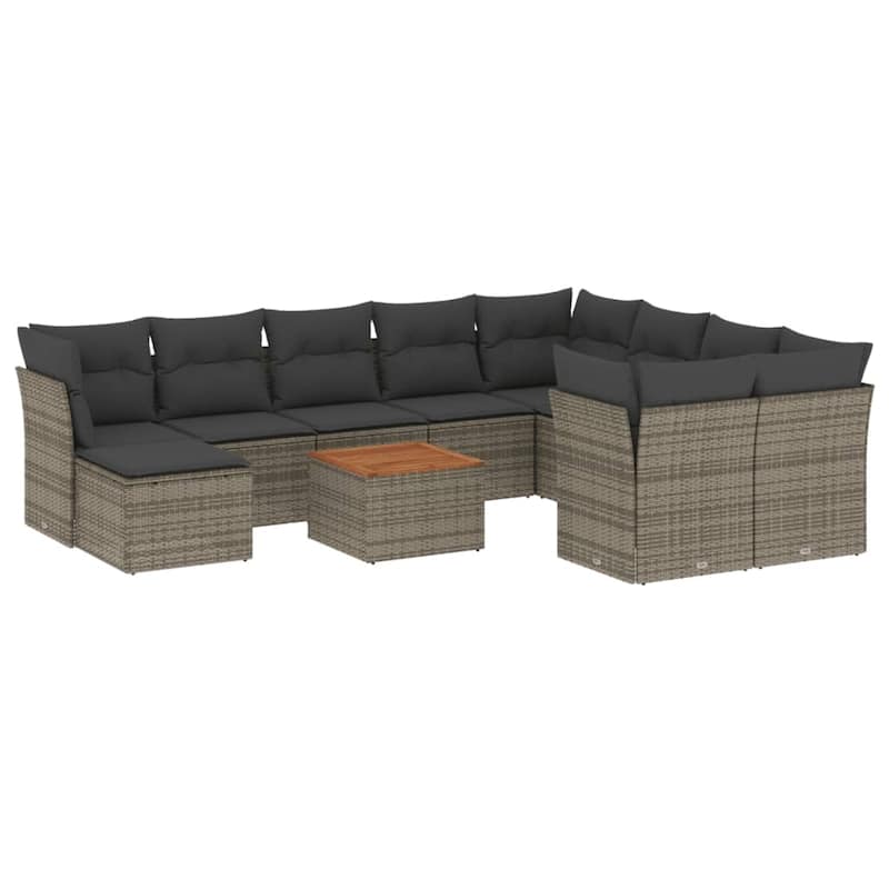 vidaXL Patio Sofa Set with Cushions Outdoor Furniture 11 Piece Poly Rattan - 24.4 x 24.4 x 27.2