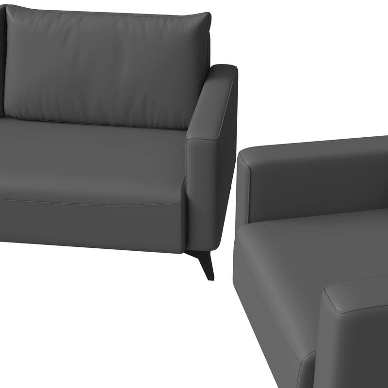 3-Piece Sofa Set Upholstered in Leather Inno Series by LeisureMod