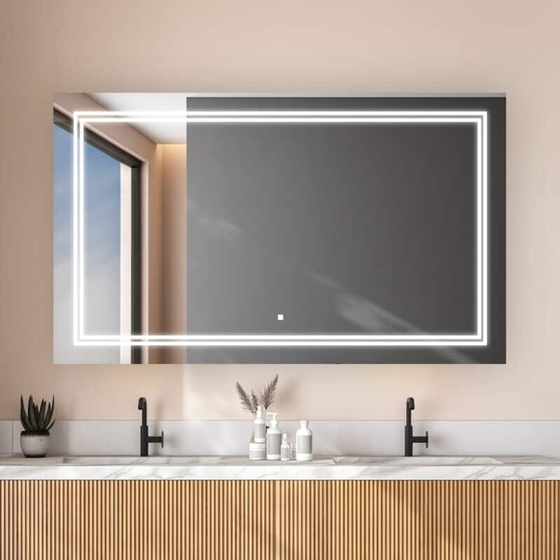 AQUADOM Soho Led Lighted Mirror for Bathroom Defogger, Backlit and Front-Lit - 84"x36"x1"