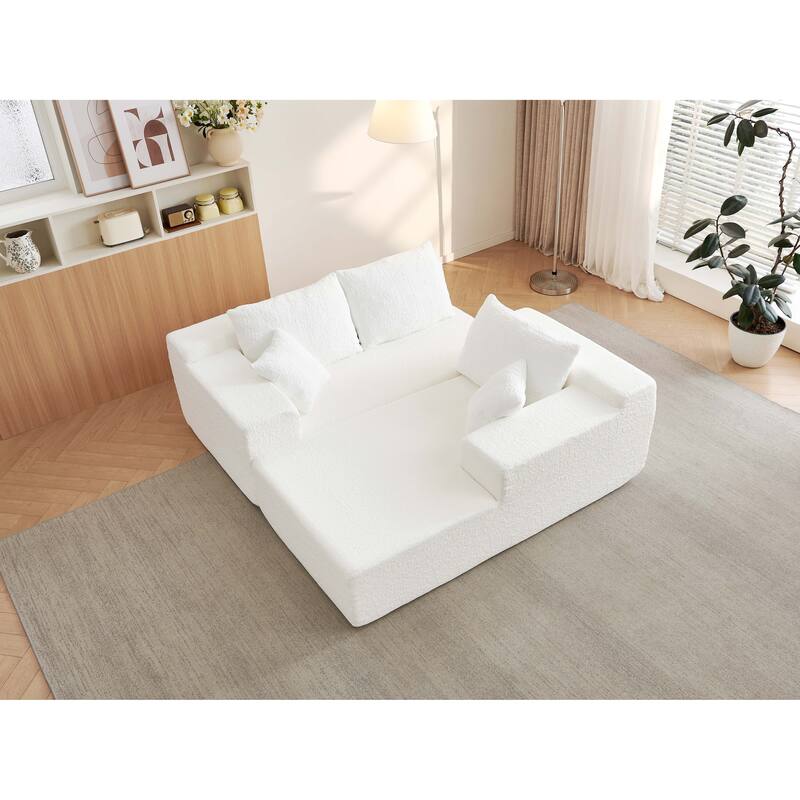 Modular Sectional Sofa with L-Shape Chaise, Chenille Upholstered Cloud Sofa, Corner Deep Seat Sofa with 5 Throw Pillows