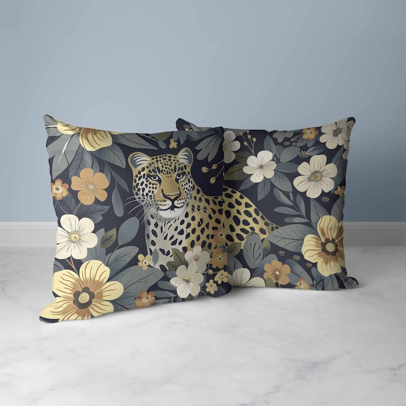 Jungle Cat Faux Suede Reversible Throw Pillow Beige and Gray