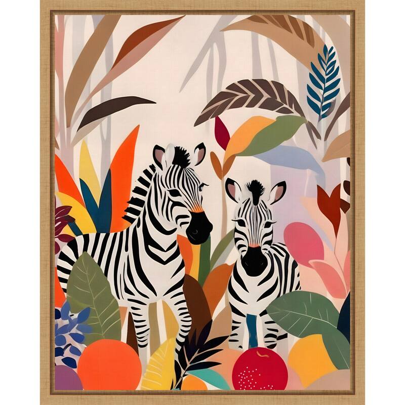 A Couple of Zebras by Uma Gokhale Framed Canvas Wall Art
