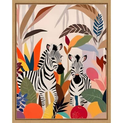 A Couple of Zebras by Uma Gokhale Framed Canvas Wall Art