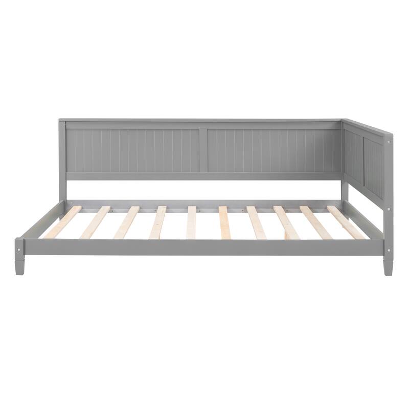 Wooden Daybed with Armrest and Backrest, Twin/Full Sizes, Classic Mid-Century Sofa Bed for Living Room Decor