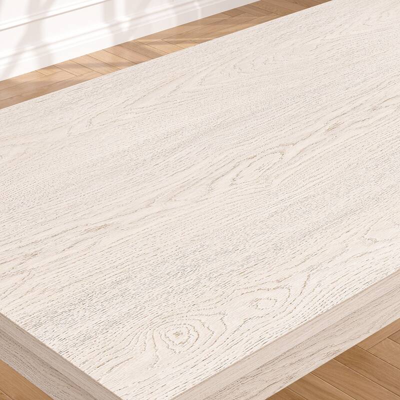 VECELO Grey Solid Wood Dining Table, Kitchen Table with Square Legs, Farmhouse Dining Table