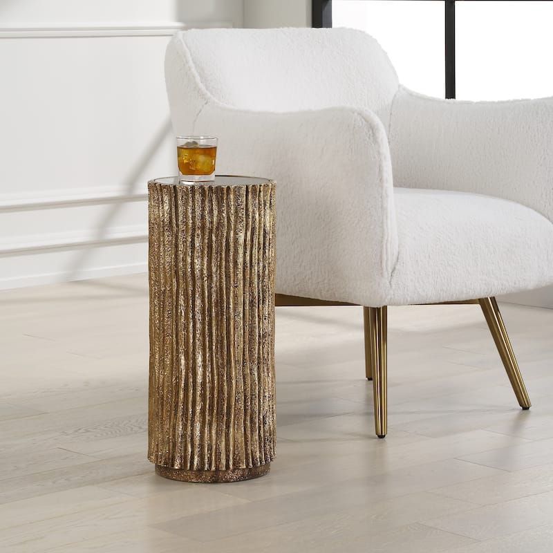 Uttermost Echo Brass Drink Table - 22.5"H x 10.125"W x 10.125"D