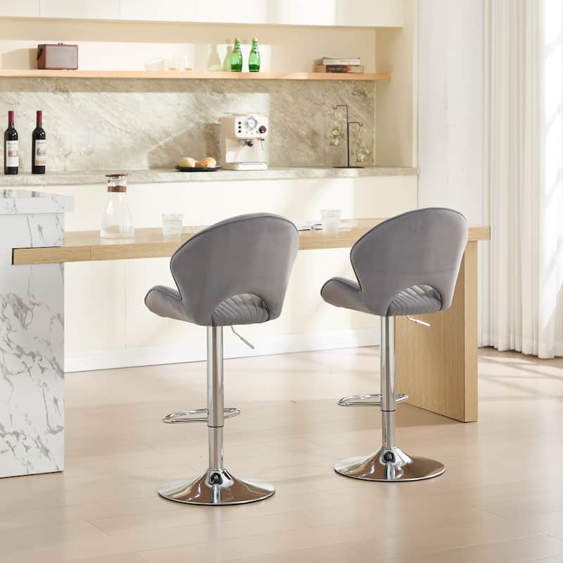 Counter Height Bar Chairs Set of 2, Swivel Bar Stools with Adjustable Height, Kitchen Island Chairs with Back & Footrest