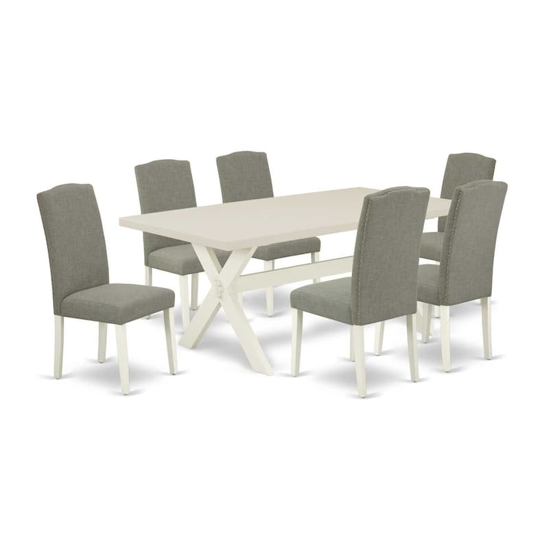 7-Piece Kitchen Dining Set - Rectangular Table with 6 Parson Chairs - Modern Dining Room Furniture - 72