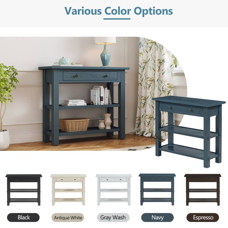 Console Table with Drawer and Two Sturdy Shelves for Entryway, Living Room