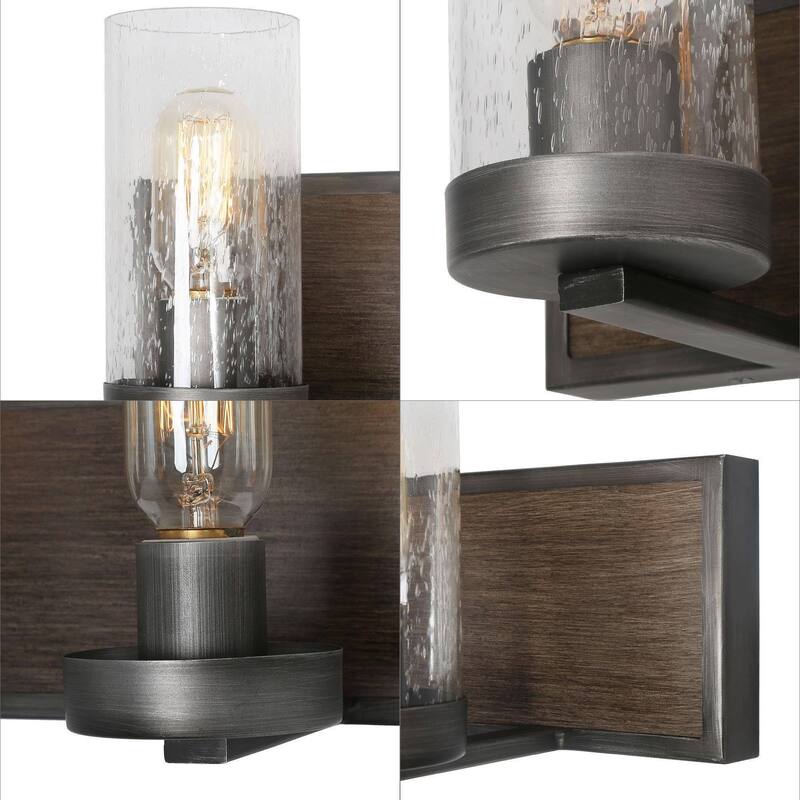 Fora 3-Light Modern Farmhouse Dark Wood Bathroom Vanity Light Wall Sconce - L22"x H 6.5" x E7"