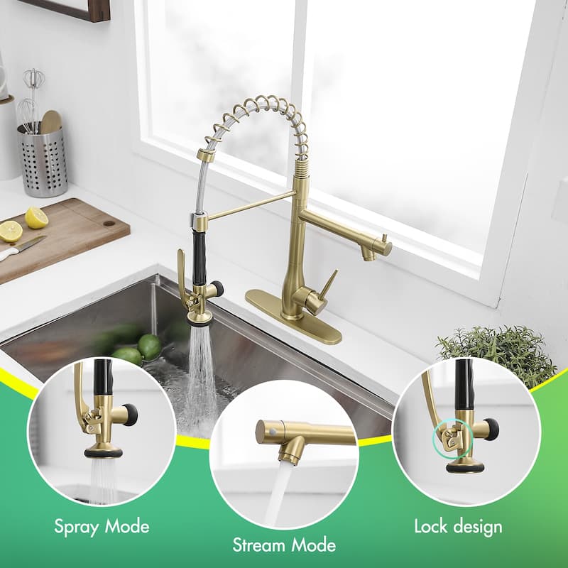 Single Handle Pull Down 360 Degree Rotation Kitchen Faucet with Deckplate