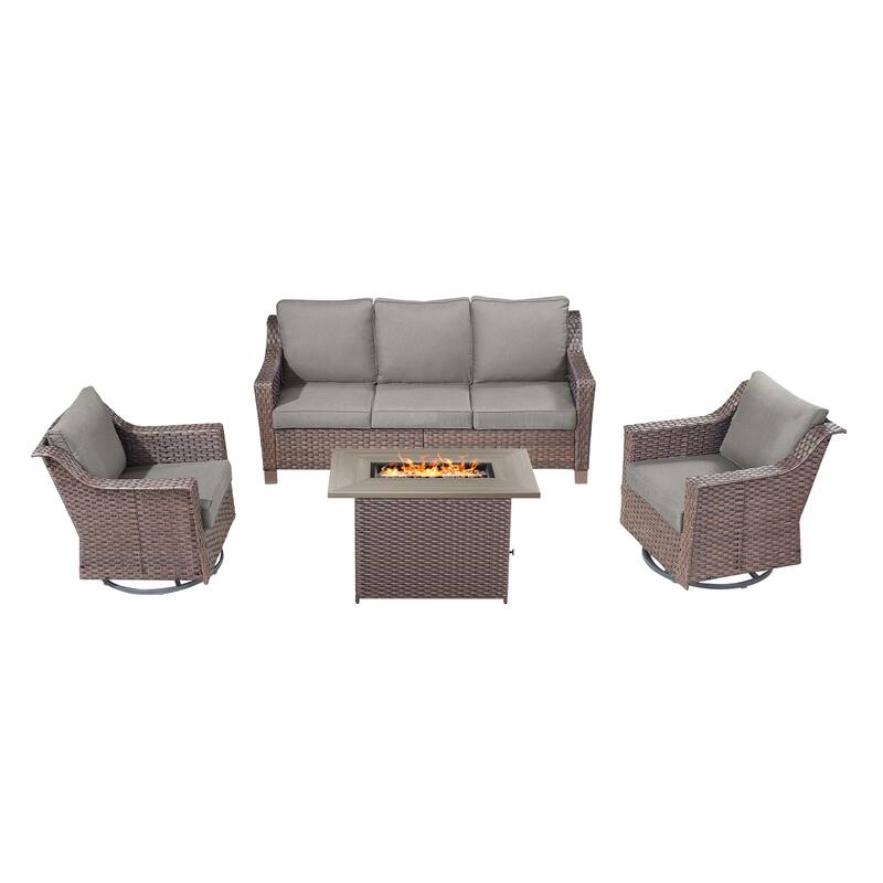 Outdoor Fire Table with Patio Funiture Set