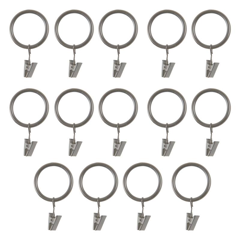 Kenney® Clip Rings for 1" to 1-1/4" Diameter Curtain Rods, Set of 14, Antique Pewter