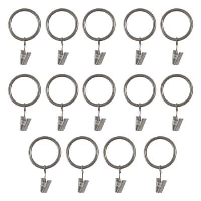 Kenney® Clip Rings for 1" to 1-1/4" Diameter Curtain Rods, Set of 14, Antique Pewter