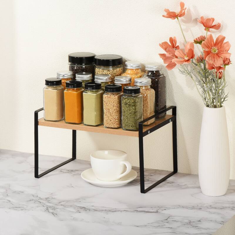 Kitchen Countertop Organizer, 12.9 Inch Stackable Spice Racks for Pantry, Black