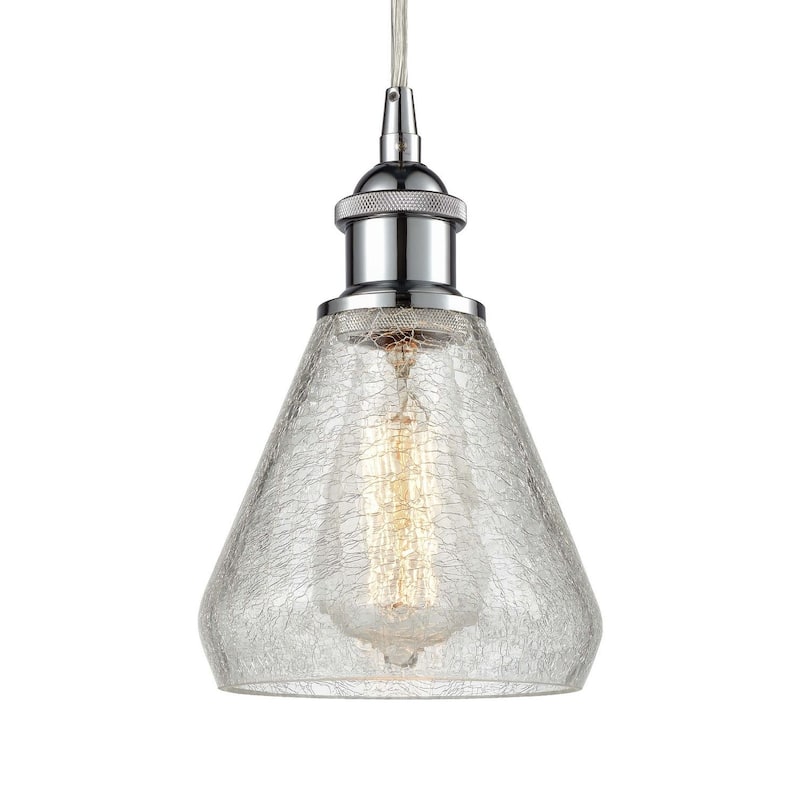 Innovations Lighting Conesus Single Light 6" Wide Mini Pendant - Polished Chrome / Clear Crackle