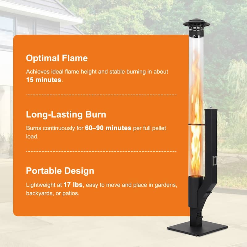 Aoodor Wood Pellet Heater with Rain Cap and Viewing Window for Patio Burning Flame - N/A