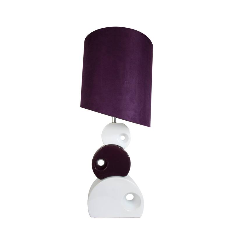 28.5 in. Purple and White Finish Table Lamp with Purple Shade, Sturdy Table Lamp for Living Rooms and Bedrooms