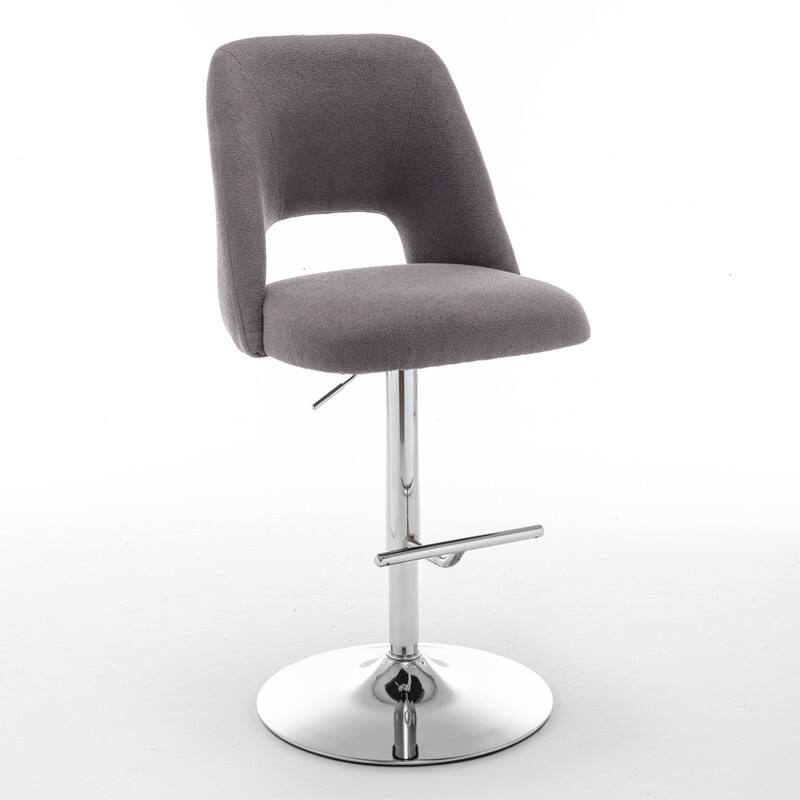 Best Quality Furniture Adjustable Textured Fabric Barstools with Chrome Finish Base (Set of 2)