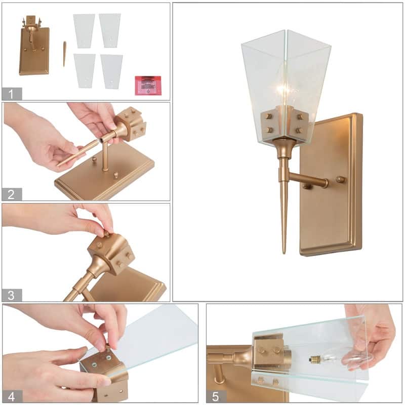 Modern Gold 1-Light LED Wall Sconce Single Bathroom Vanity Lights Foyer Entryway Powder room