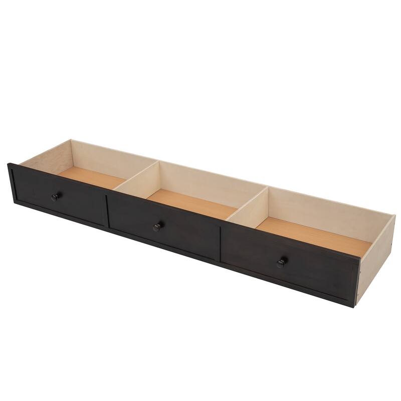 Versatile Full Over Full Bunk Bed Convertible 2 Individual Full-size Beds with Drawer, Stairway, Open Storage and Guard Rail