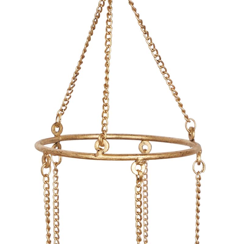 Metal Butterfly Handmade Embellished Indoor Outdoor Windchime with Glass Beads and Cone Bells - Gold - Roche River Decor
