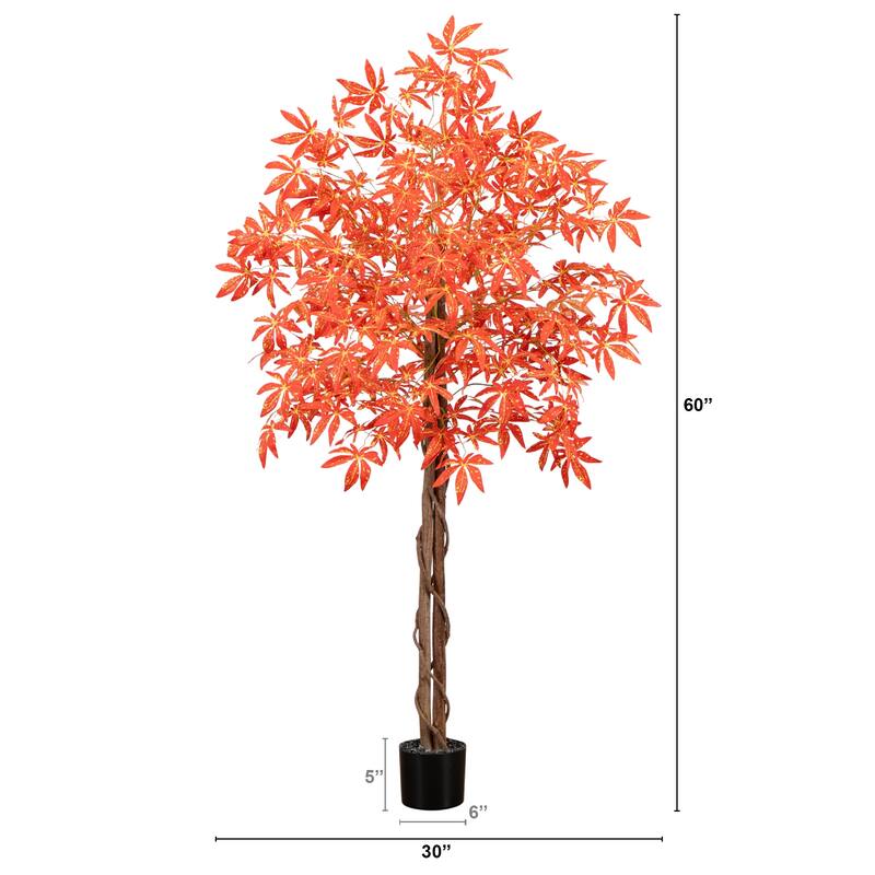 Artificial Autumn Maple Potted Tree - 5' - Orange and Yellow