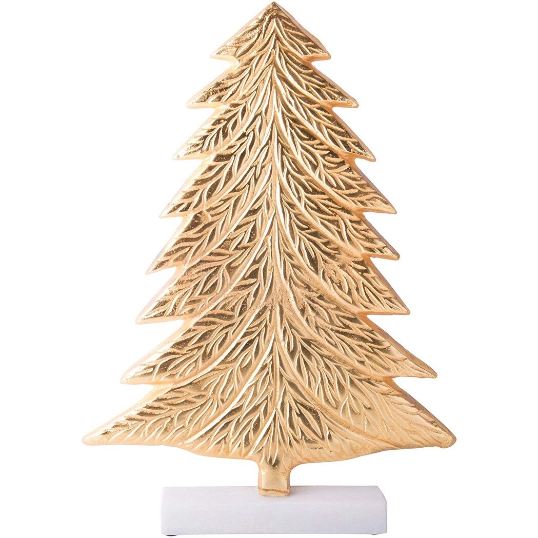 Shop Palais Essentials Christmas Tree Gold On Marble Base Tabletop Xmas Decoration Ceramic Base Overstock 30384711