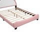 preview thumbnail 10 of 18, Upholstered Leather Platform Bed with Unicorn Shape Headboard, Platform Bed Frame with Unicorn Ornament for Kids,Pink