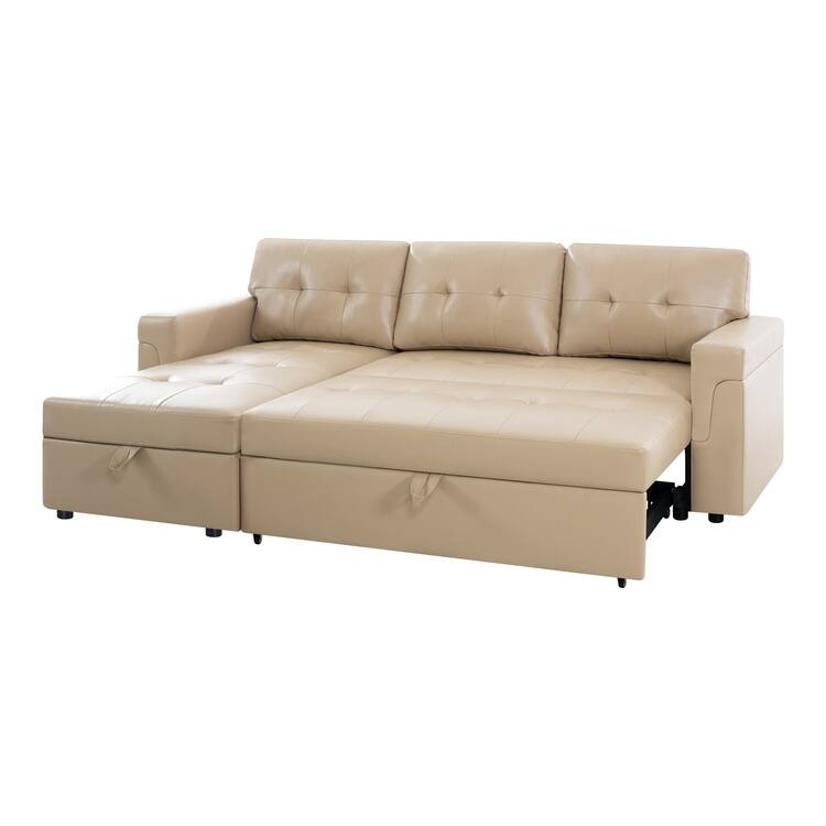 Reversible L-Shape Sleeper Sectional Sofa with Storage, Modern Convertible Sofa Bed for Living Room