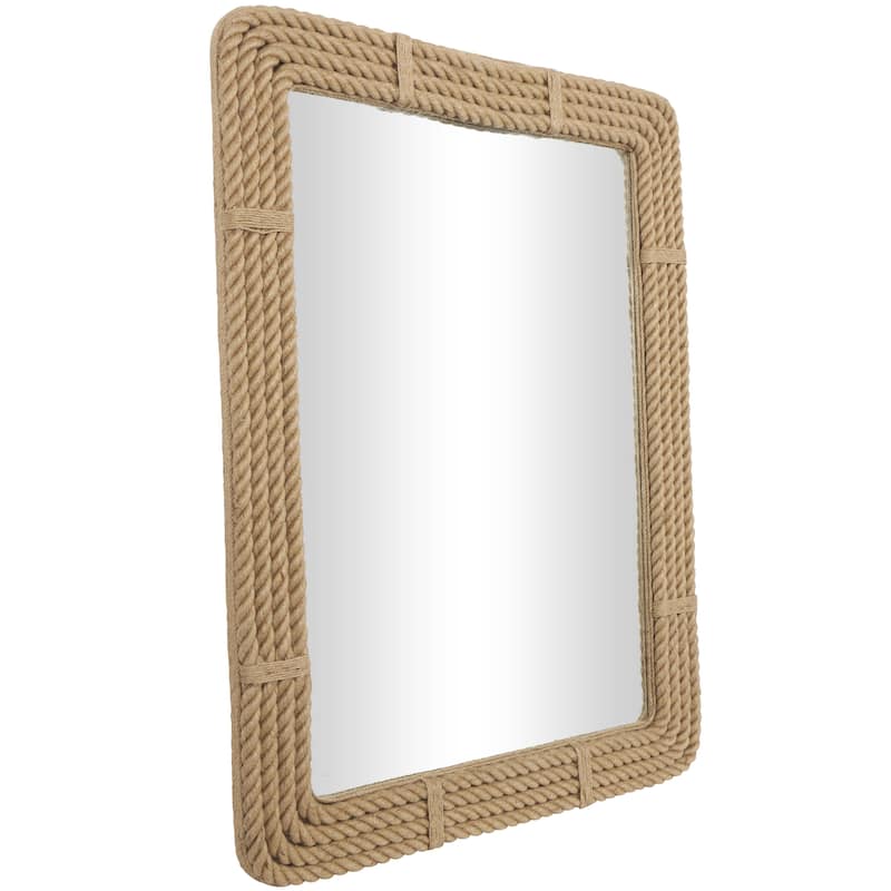 Jute Rope Handmade Woven Wall Mirror - Brown - Roche River Decor