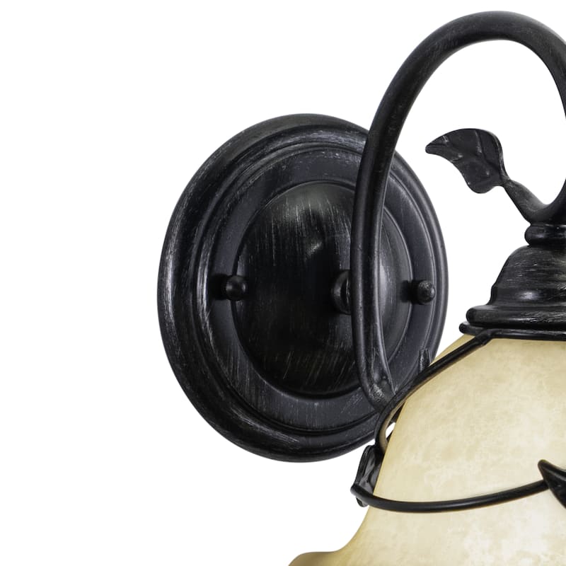 Vine 1 Light Black Rustic Bathroom Wall Fixture - 7.5-in W x 9.25-in H x 10-in D