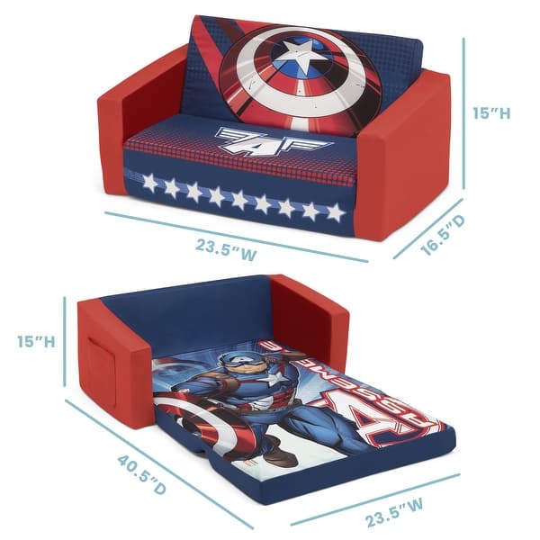 Avengers Cozee Flip-Out Sofa - 2-in-1 Convertible Sofa to Lounger for Kids by Delta Children