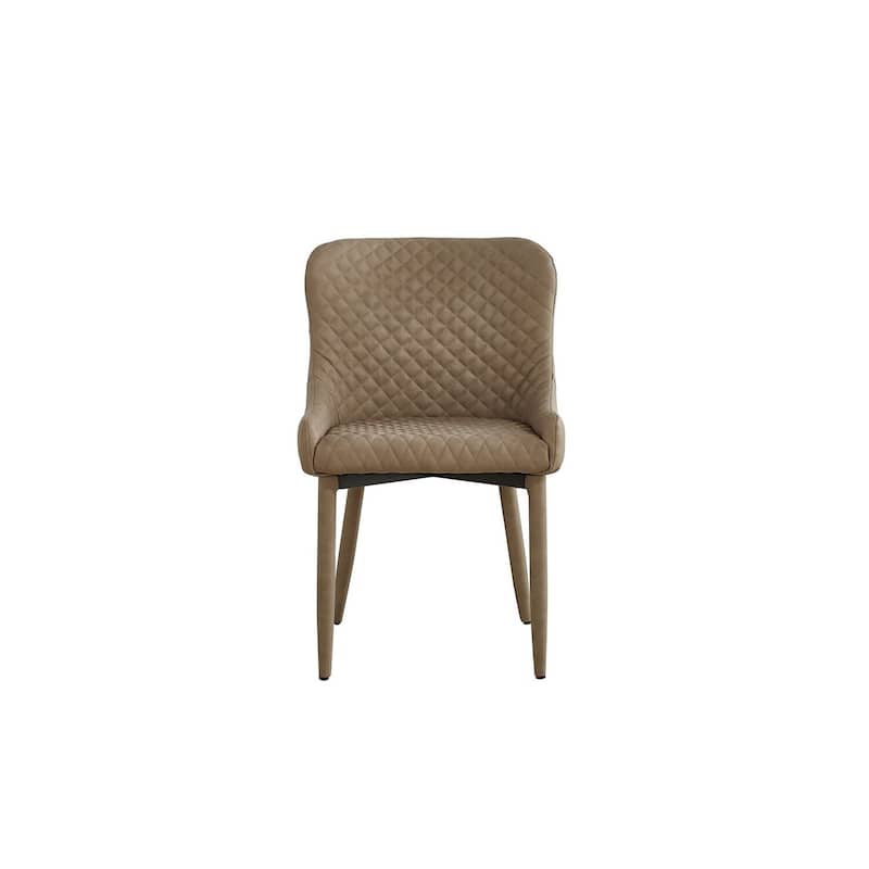 Brown/Beige Faux Leather Upholstered Metal Frame Dining Chair, Set of 4, Sturdy Dining Chair for Dining Rooms - 15.5