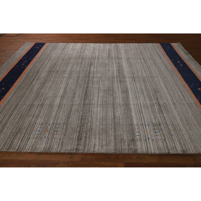 Hand Knotted Oriental 100% Wool Carpet Tribal Tribal Greys & Charcoal Gabbeh Area Rug - 10' 1'' X 8' 5''