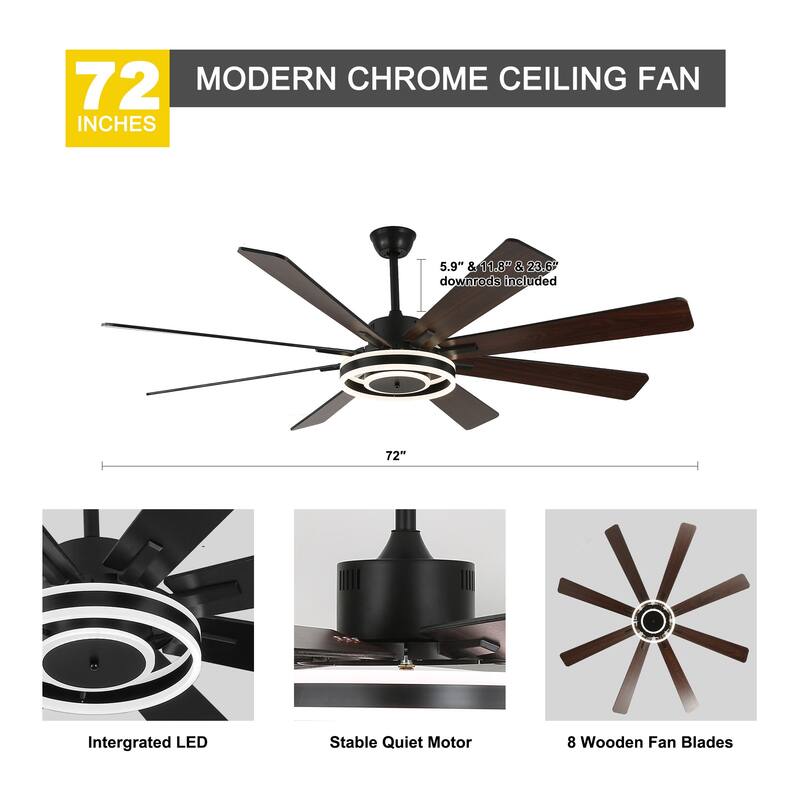 20"/24"/72" Oaks Aura Cotti Low Profile Dimmable Smart Ceiling Fan with Lights 6-Speed Flush Mount Modern Remote