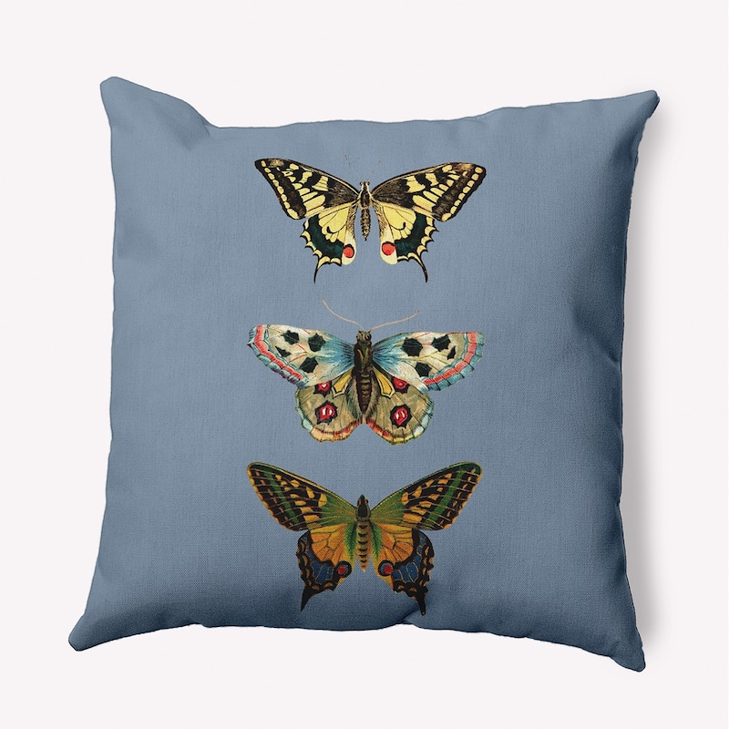 Butterflies Polyester Indoor/Outdoor Pillow - Dusty Smoke Blue - 20" x 20"