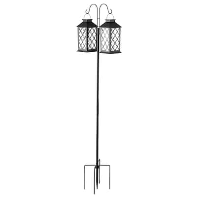 Black Bird Feeder Pole with Dual Hooks 8-Piece Set Garden Shepherd Hooks for Outdoors - 11.61” x 9.84” x 61.42”
