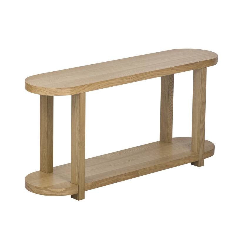 63" Modern Minimalist Ash Veneer Entryway Table with Streamlined Desktop Design