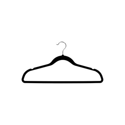 Black Rubber Coated Soft Touch Slimline Hanger, 17 3/4 " Length x 1/8" thick, Chrome Hook Box of 25